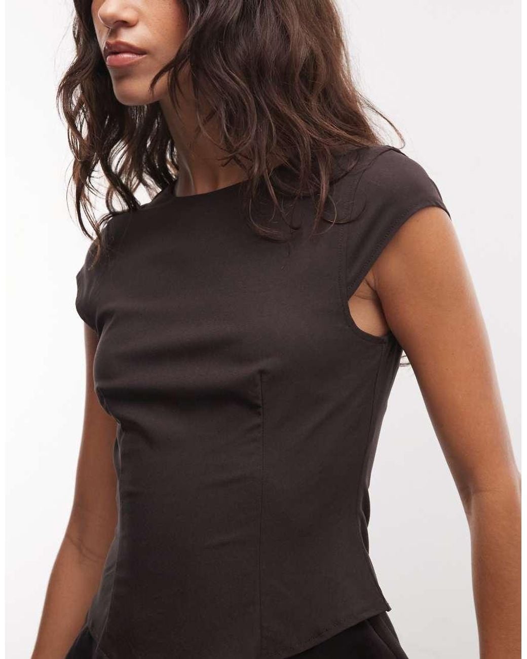 Monki Black Exclusive Cap Sleeve Structured Chiffon Mini Dress