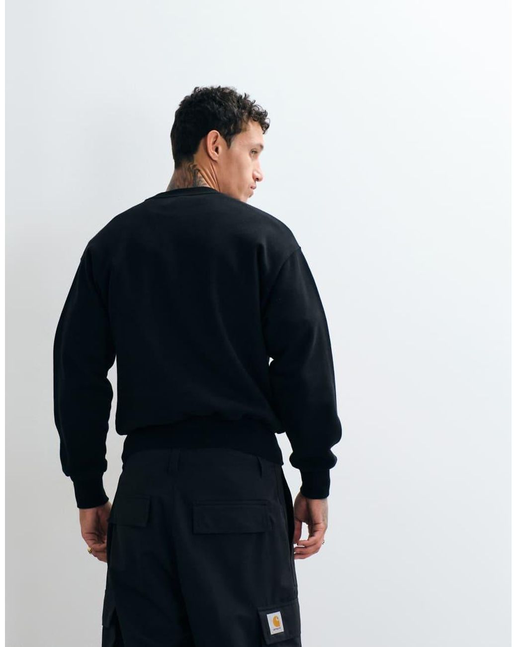 No Problemo Black 100% Cotton Mini Embroidered Logo Sweatshirt for men