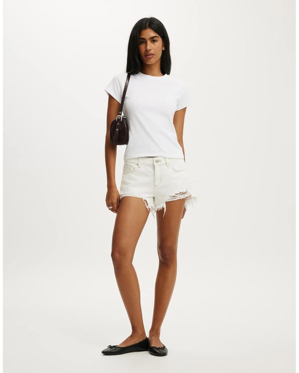 Cotton On White Saturday Denim Short