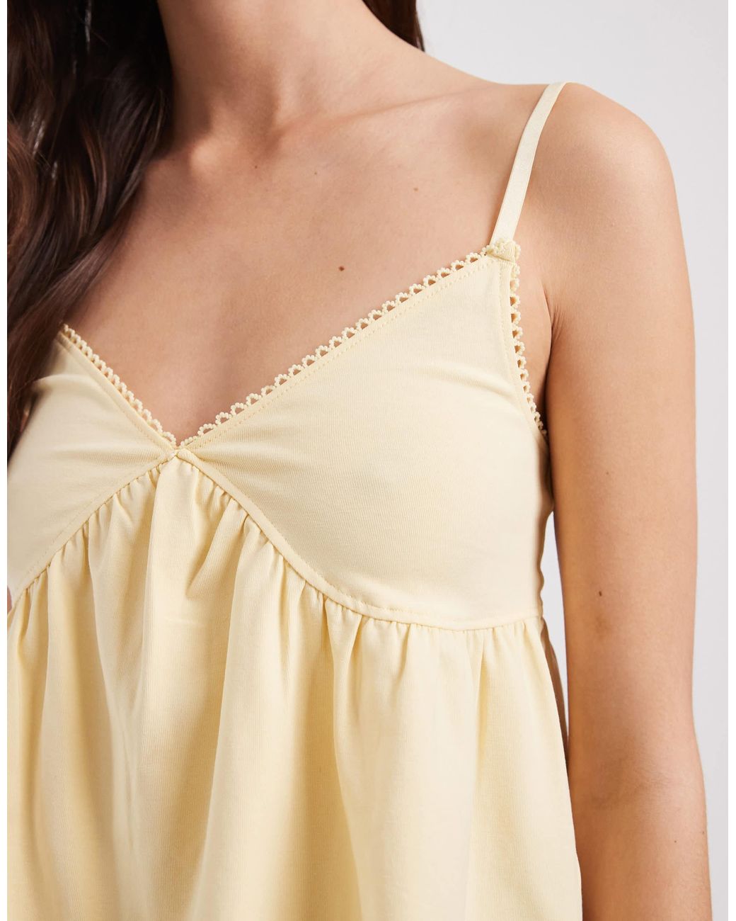 ASOS Trim Detail Babydoll Cami in Natural | Lyst