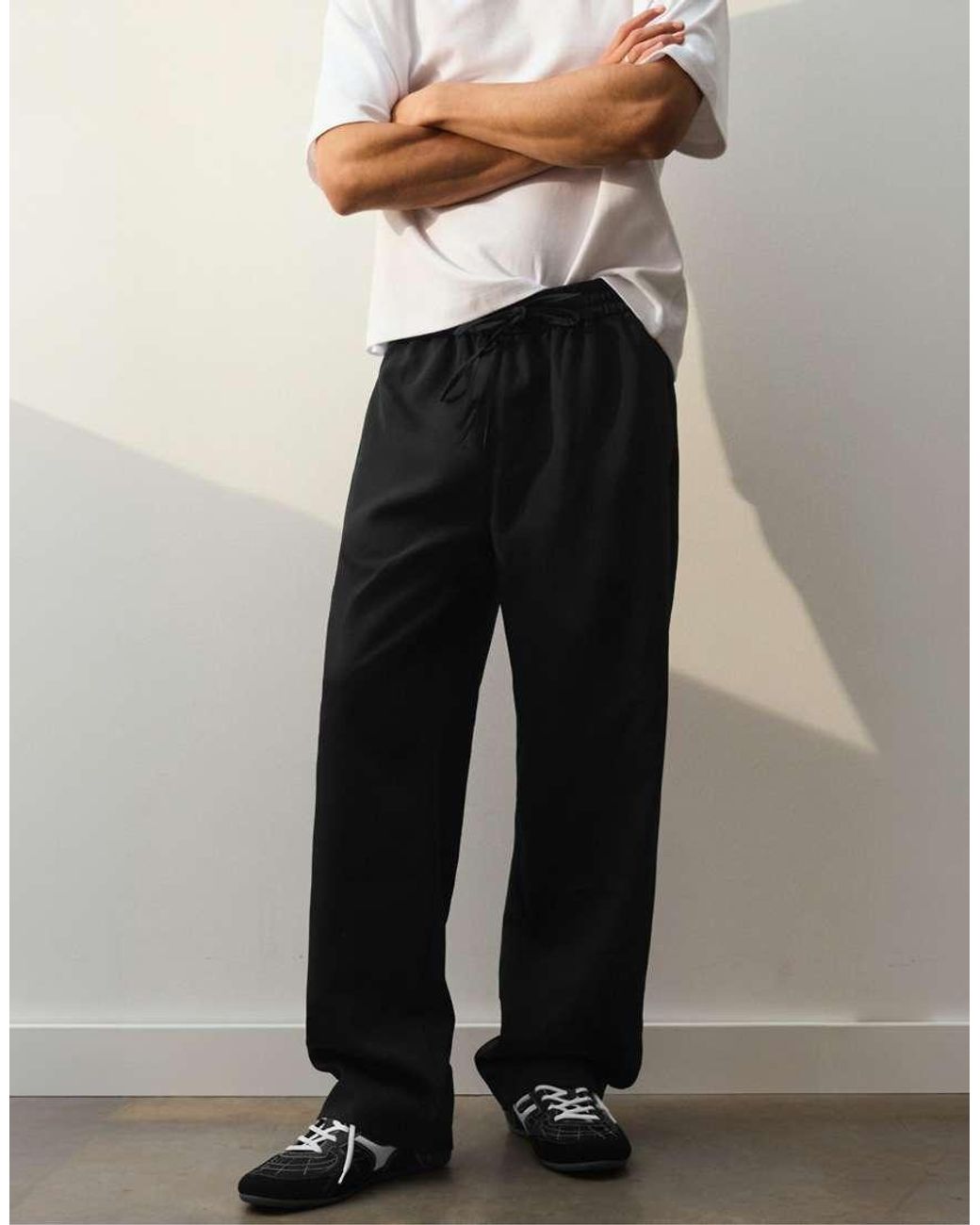 Pull&Bear White Tailored Fit jogger Trousers for men