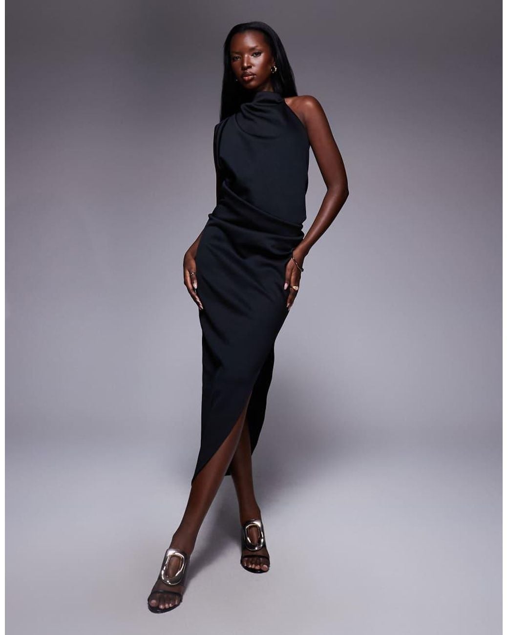 ASOS Blue One Shoulder Midi Dress
