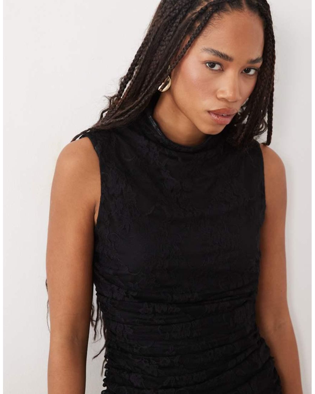 ASOS Black Lace Drop Waist Circle Maxi Dress With Grown