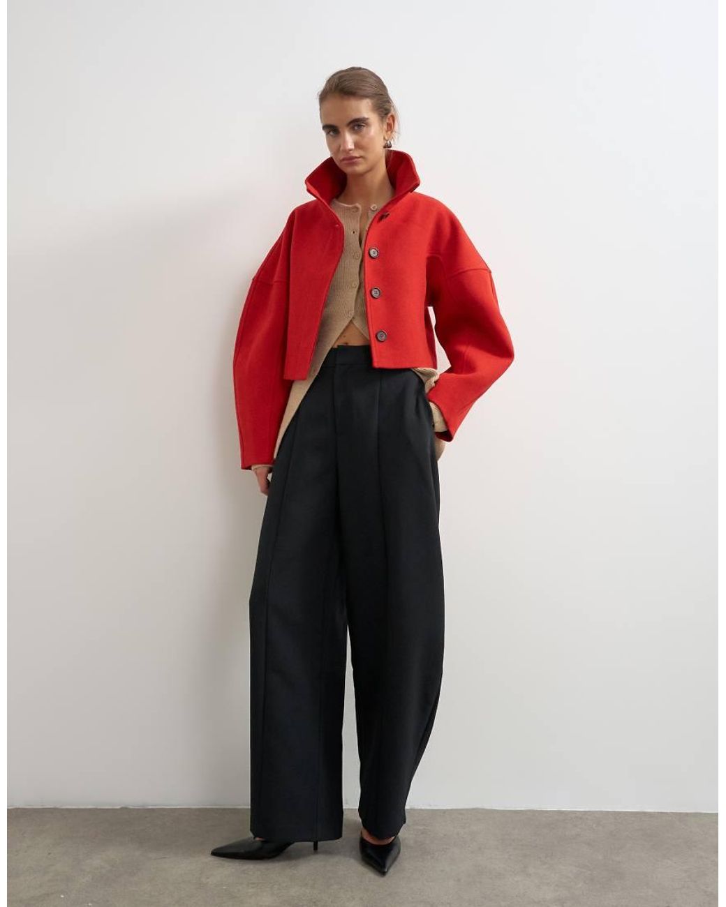 TOPSHOP Red Cropped Formal Coat