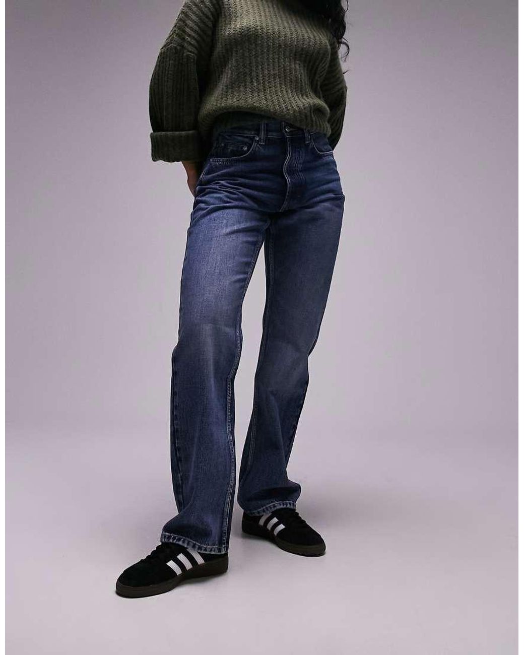 Topshop Hourglass Blue Kort High Rise Straight Jean