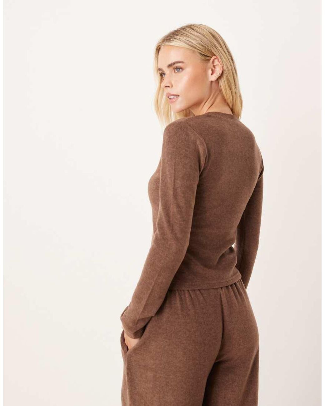 ASOS Brown Asos Design Petite Mix & Match Lightweight Fleece Cardigan
