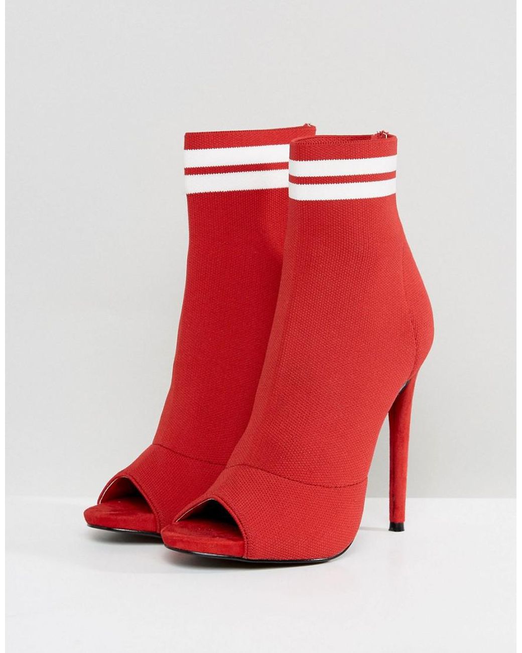 Red peep toe sock boots sale