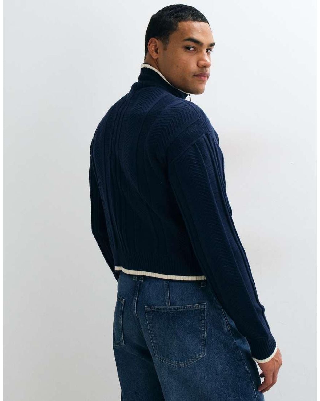 Adidas Originals Blue Knitted Full Zip Track Top for men