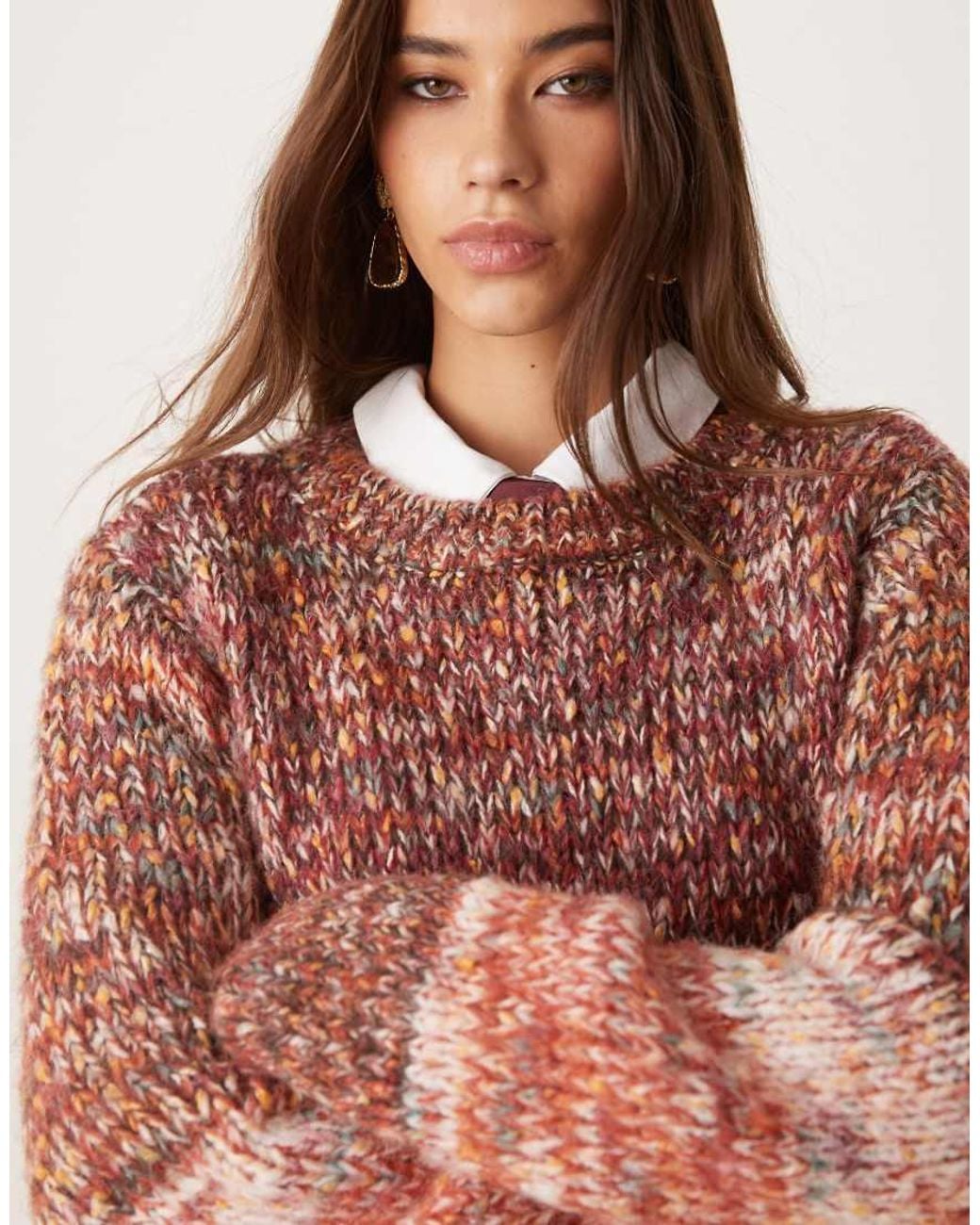 Vila Brown Multicolour Yarn Chunky Knit Jumper