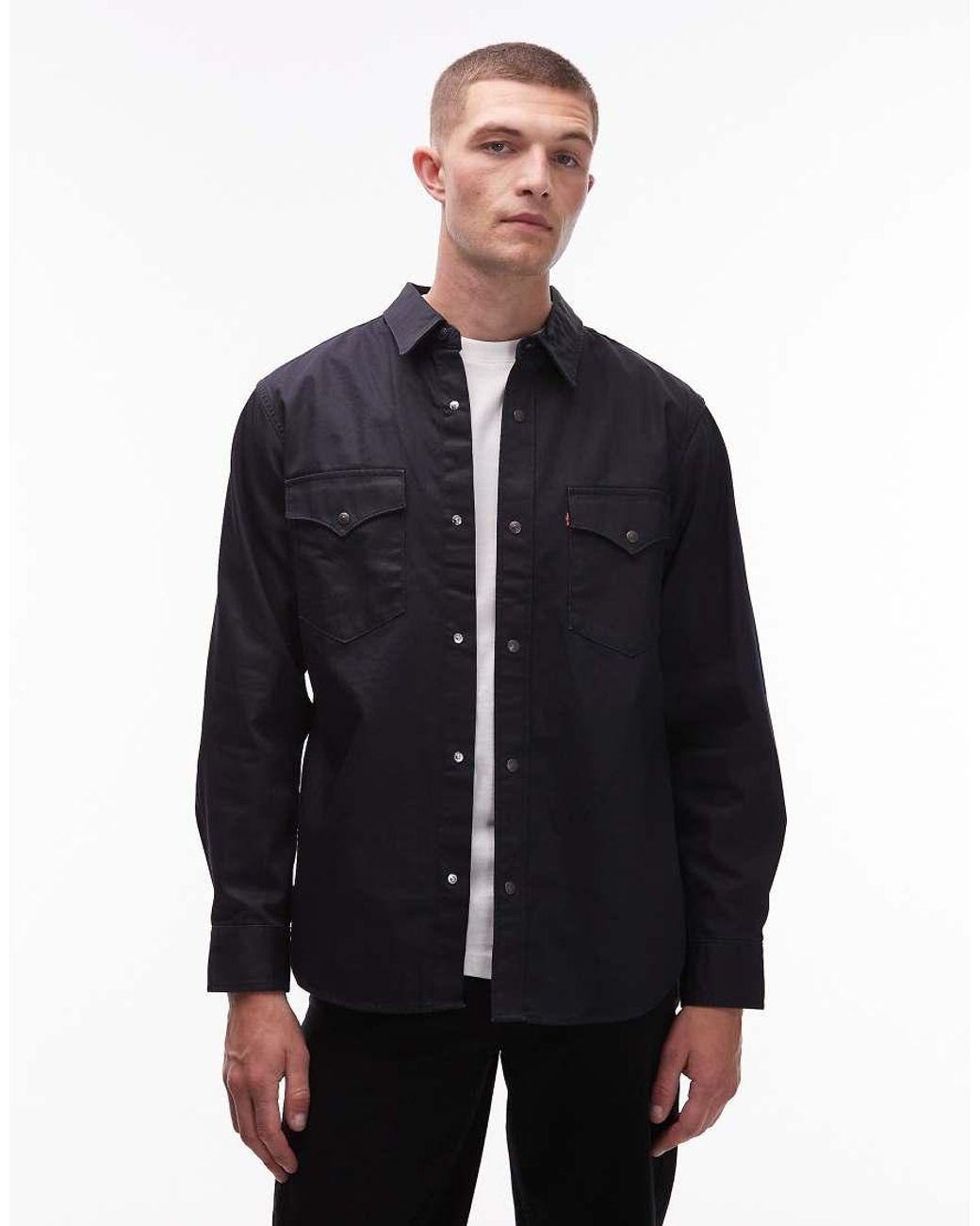 Levi's Blue Relaxed Fit Coated Western Denim Shirt for men