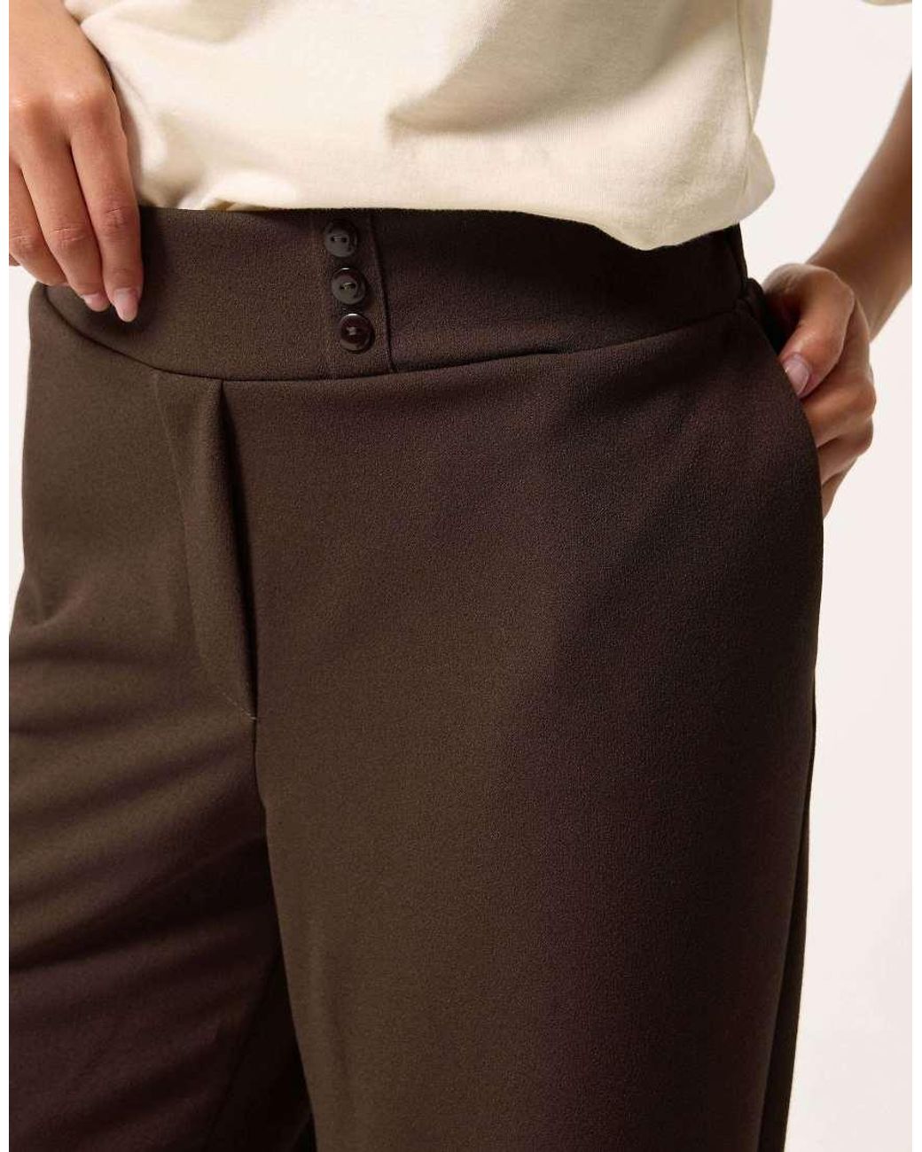 PixieGirl Brown Petite Wide Leg Trousers