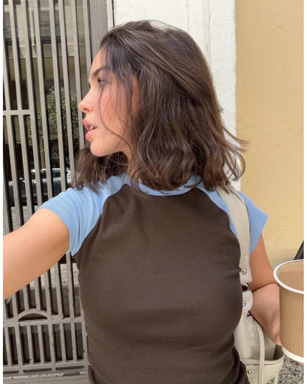 Bershka Brown Fitted Raglan T-Shirt