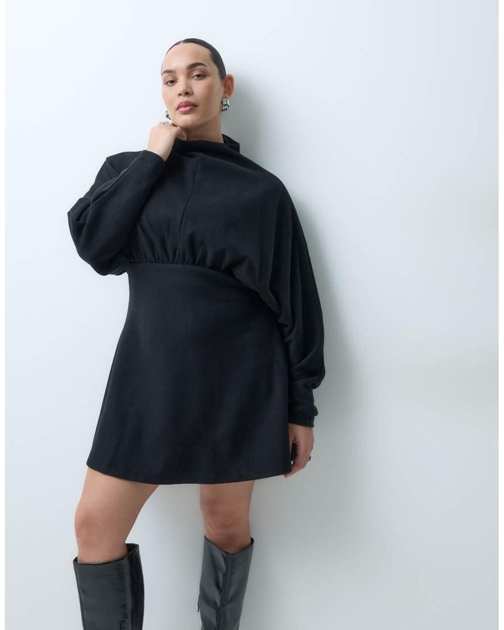 ASOS Blue Asos Design Curve Supersoft Waspy Waist Mini Dress