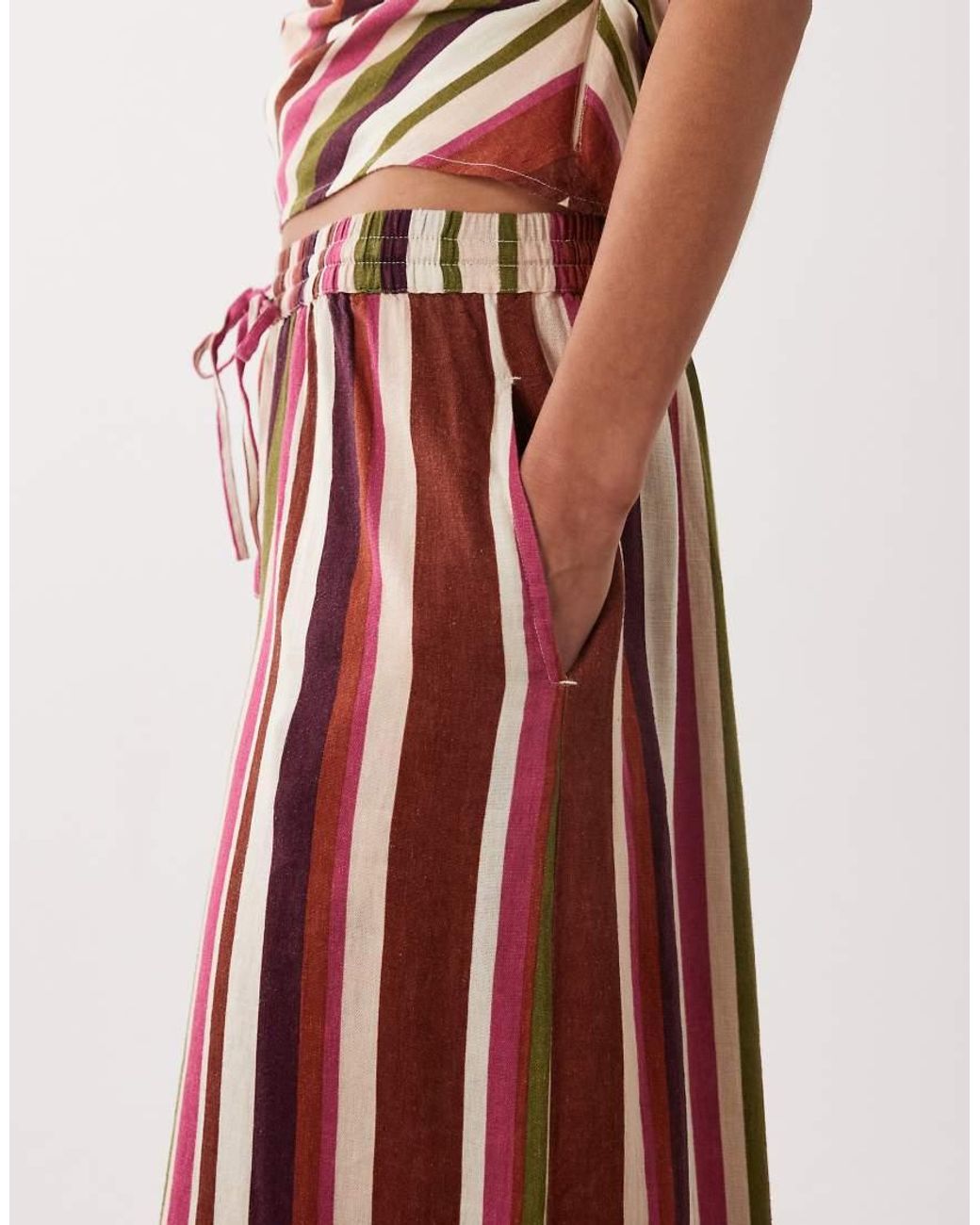 Nobody's Child Multicolor Elstow Linen Blend Split Hem Trousers Co-Ord