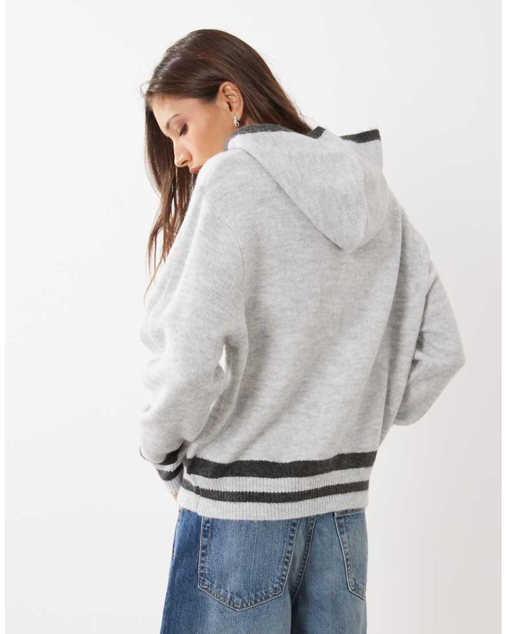 Cotton On Gray Sporty Stripe Hoodie