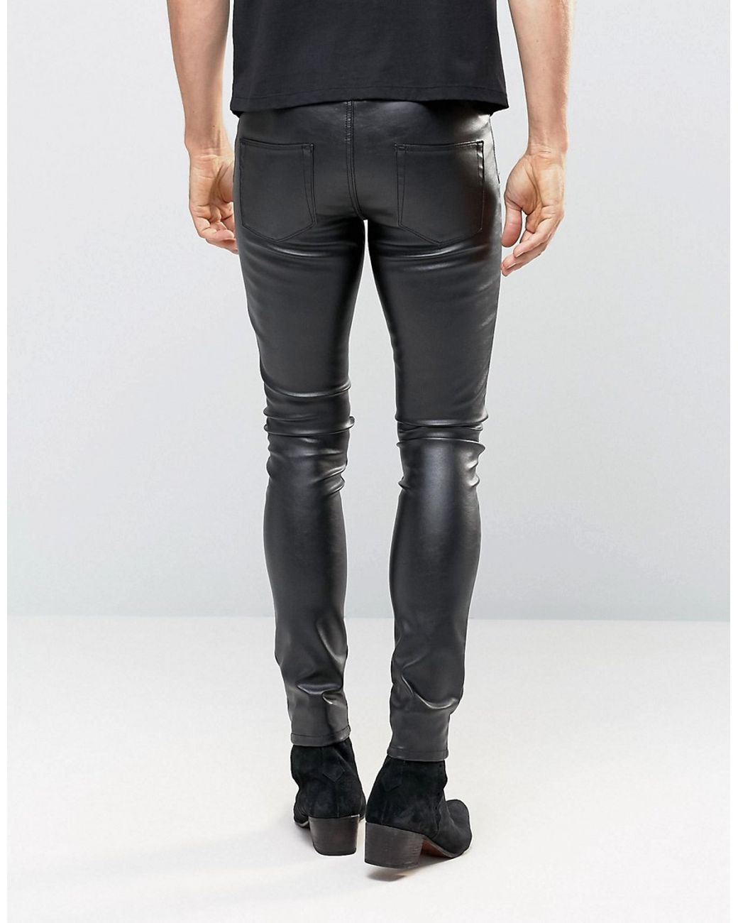 ASOS Meggings In Faux Leather in Black 