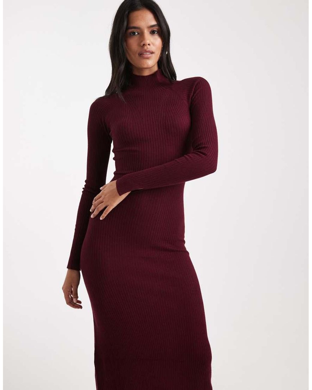 ASOS Purple Knit Fine Gauge Maxi Dress With Rib Detail