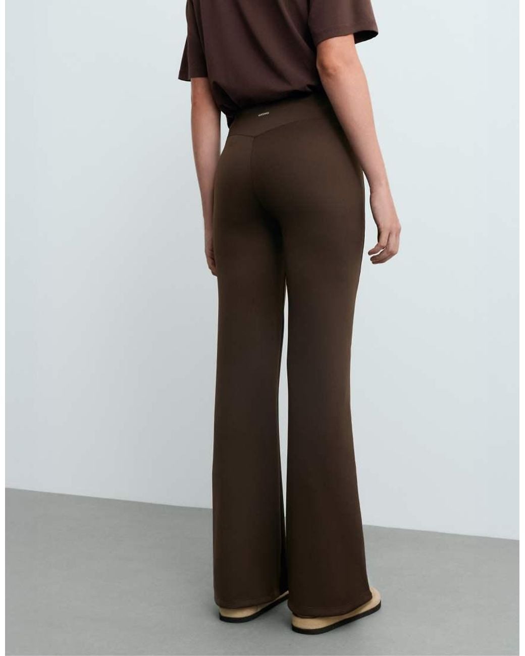 Oysho Black Neoprene-effect High Rise Flare Trousers