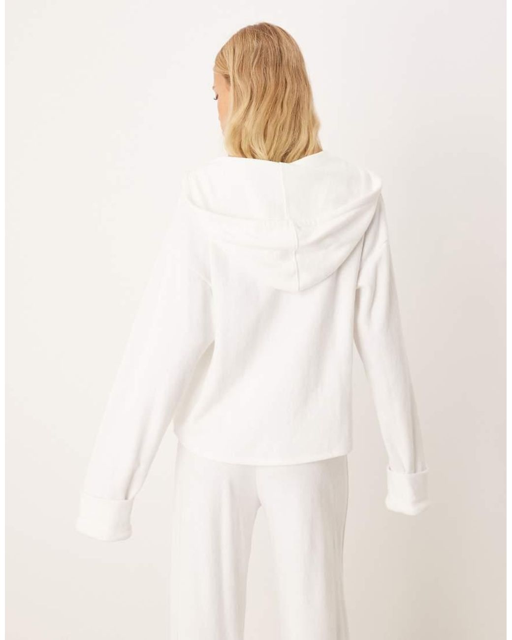 ASOS Natural Supersoft Hoodie With Turn Back Cuff Detail