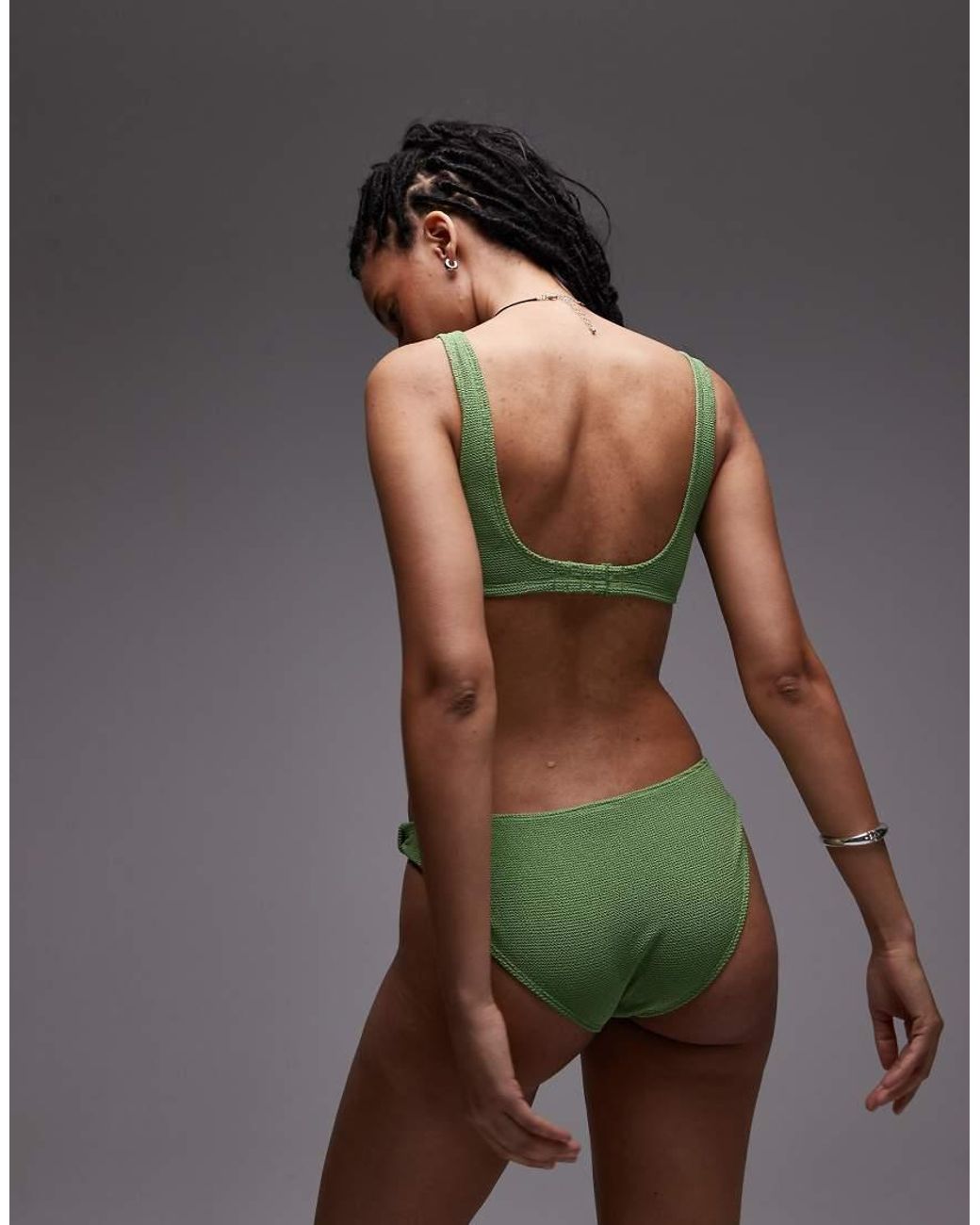 & Other Stories Green Crinkle Bikini Brief