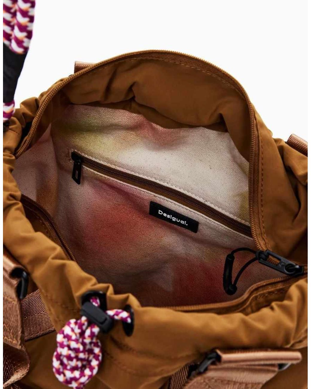 Desigual Brown Multi-Position Backpack With Drawstrings