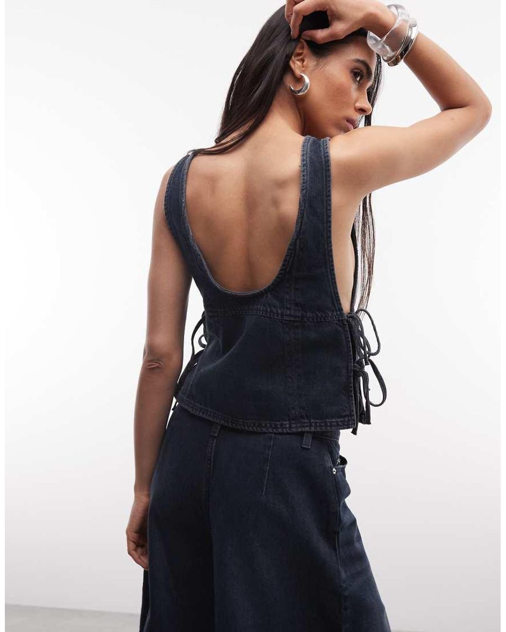 Collusion Blue Denim Tie Side Top Co-Ord