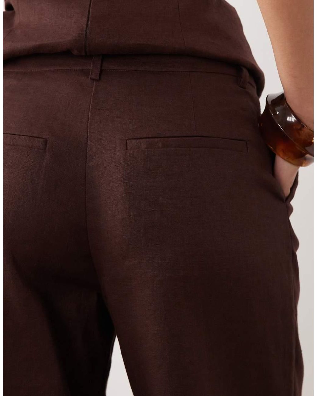 Bardot Brown Geordy Hipster Linen Pants