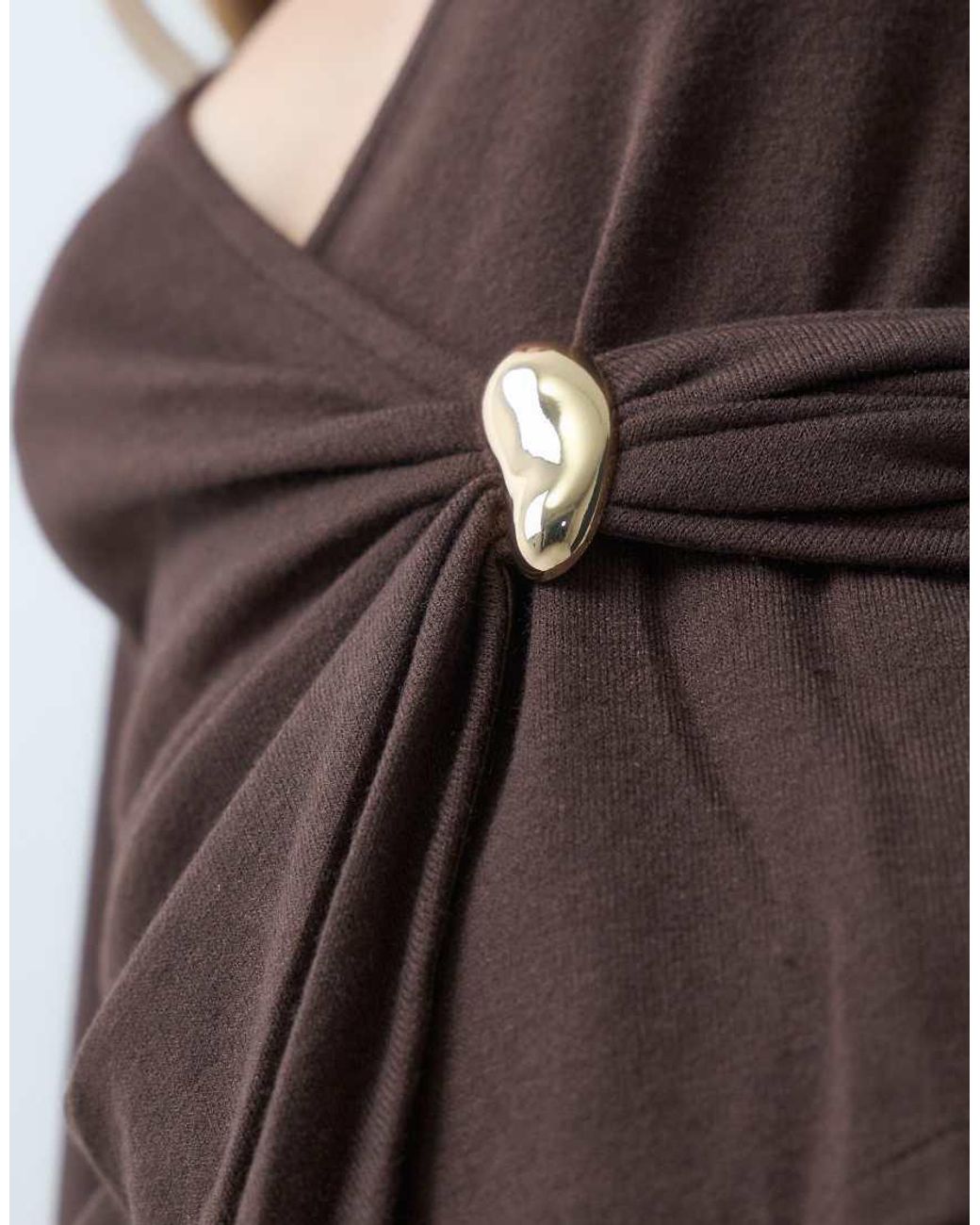 ONLY Brown Side Details Wrap Top
