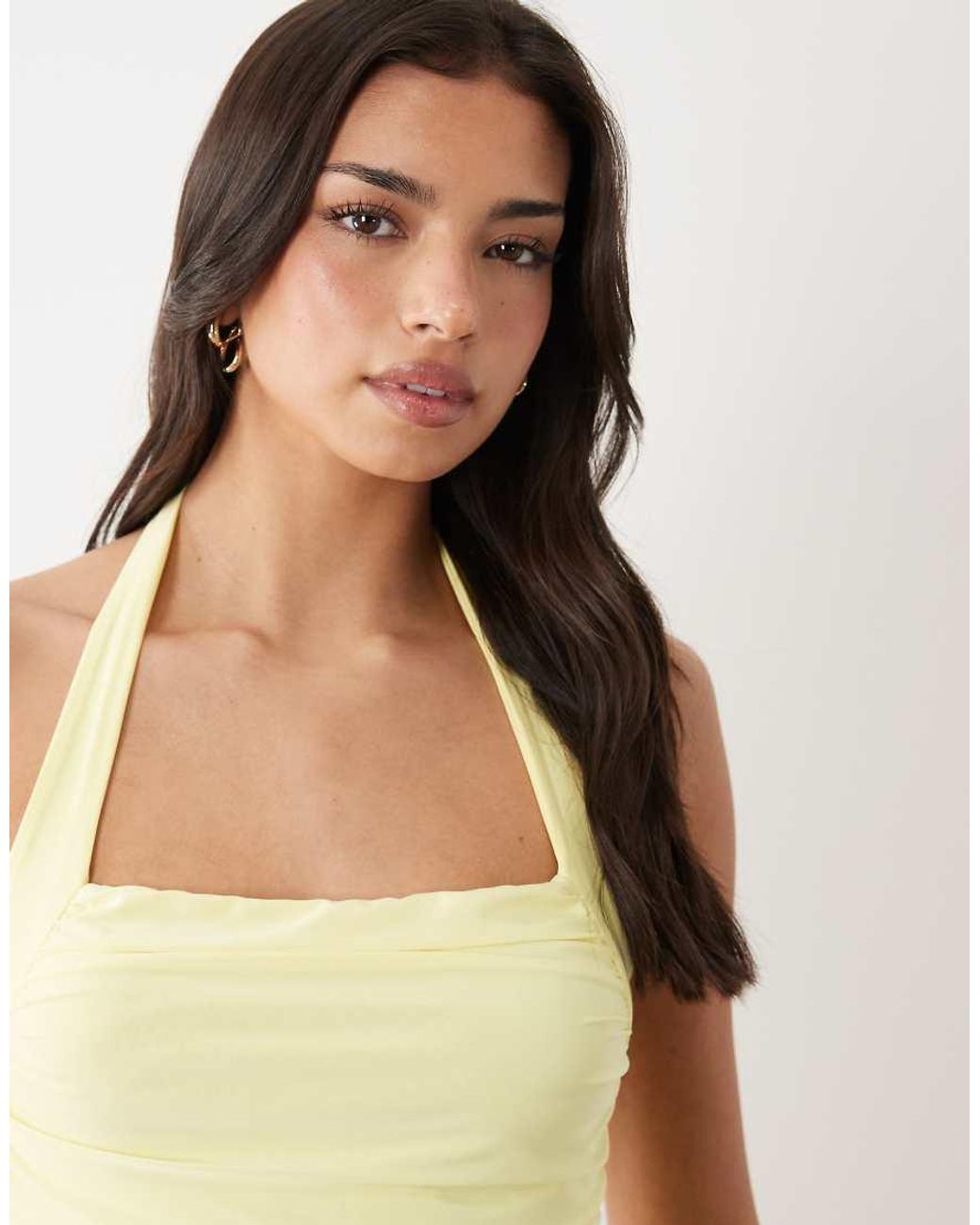 ASOS Yellow Dropped Waist Halter Mini Dress