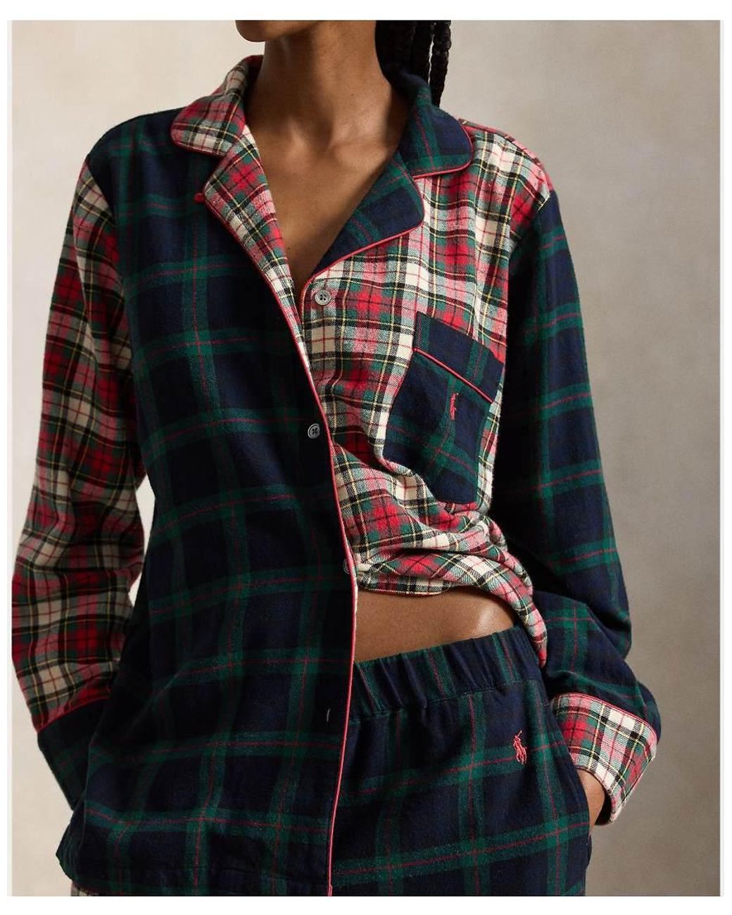 Polo Ralph Lauren Natural Long-Sleeve Brushed Cotton Pyjama Set