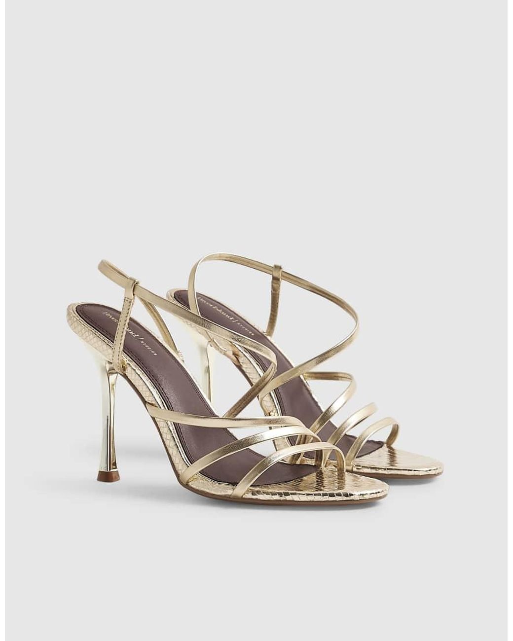 River Island Metallic Strappy Heeled Sandals
