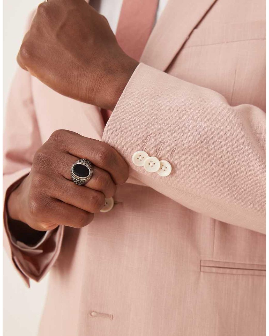 ASOS Pink Linen Look Slim Suit Jacket for men