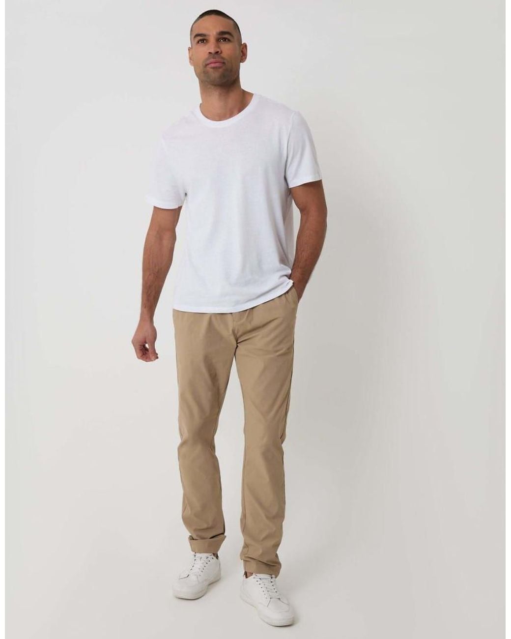 Threadbare White Slim Fit Stretch Trousers for men