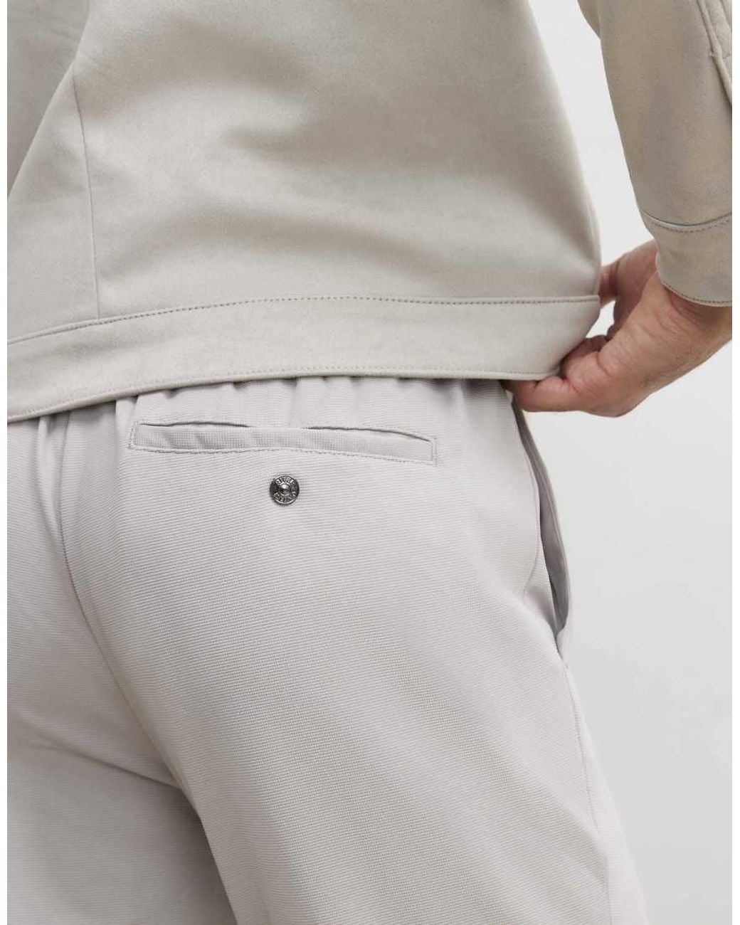 River Island White Slim Fit Texture Trousers for men
