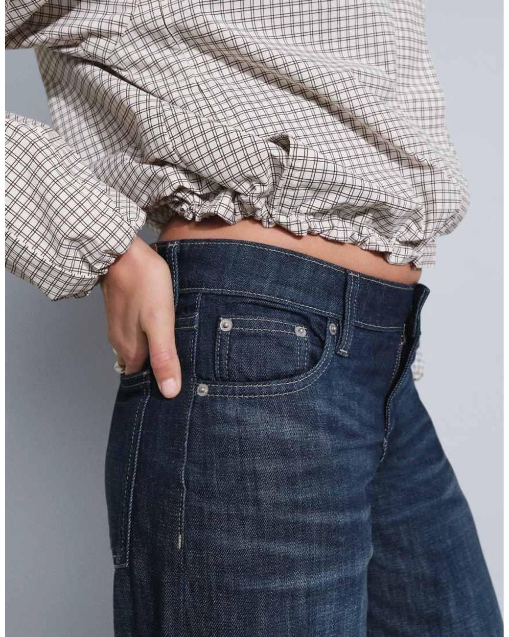 Cotton On Blue Low Rise Wide Leg Jeans