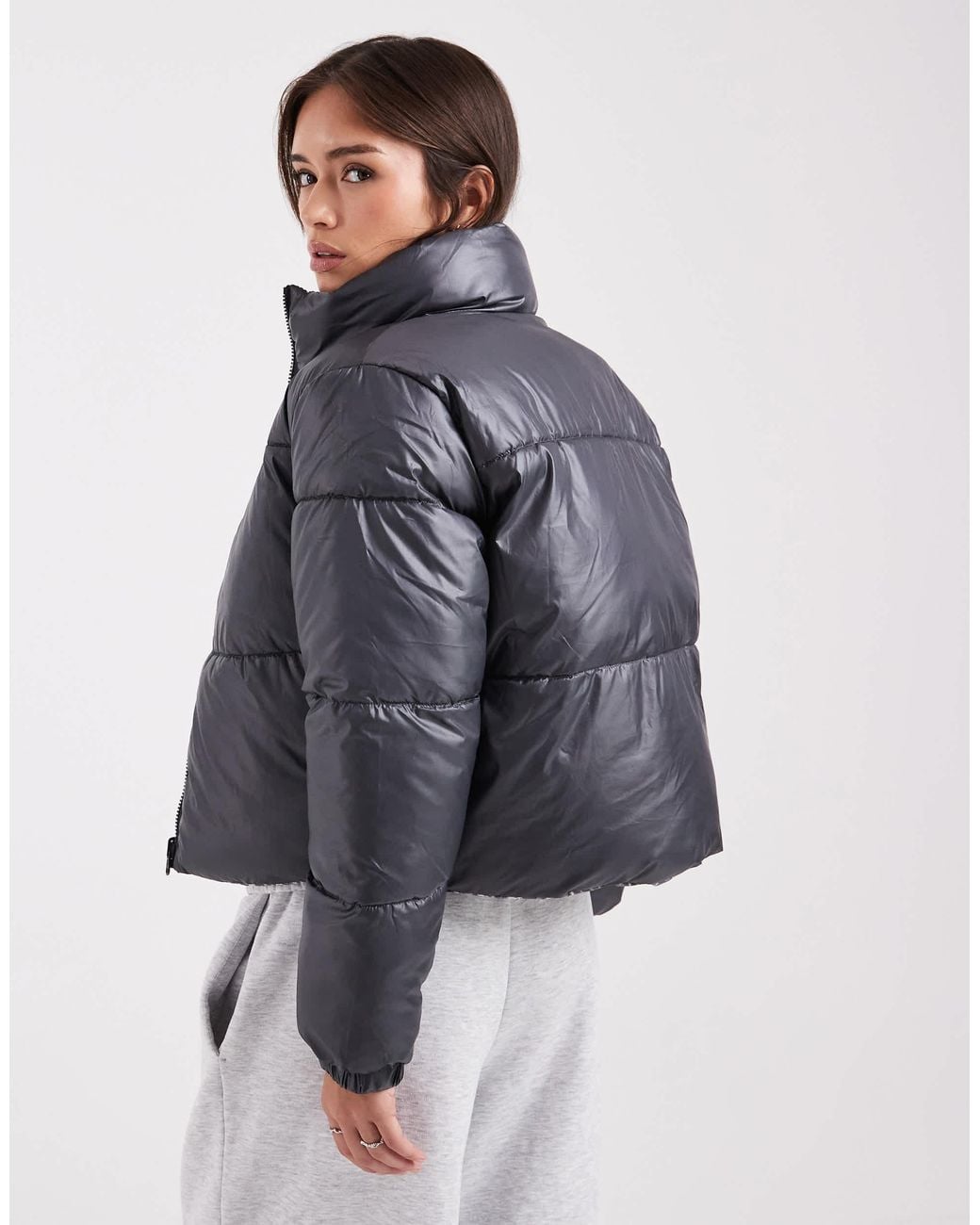 Pieces Gray Reversible Padded Jacket