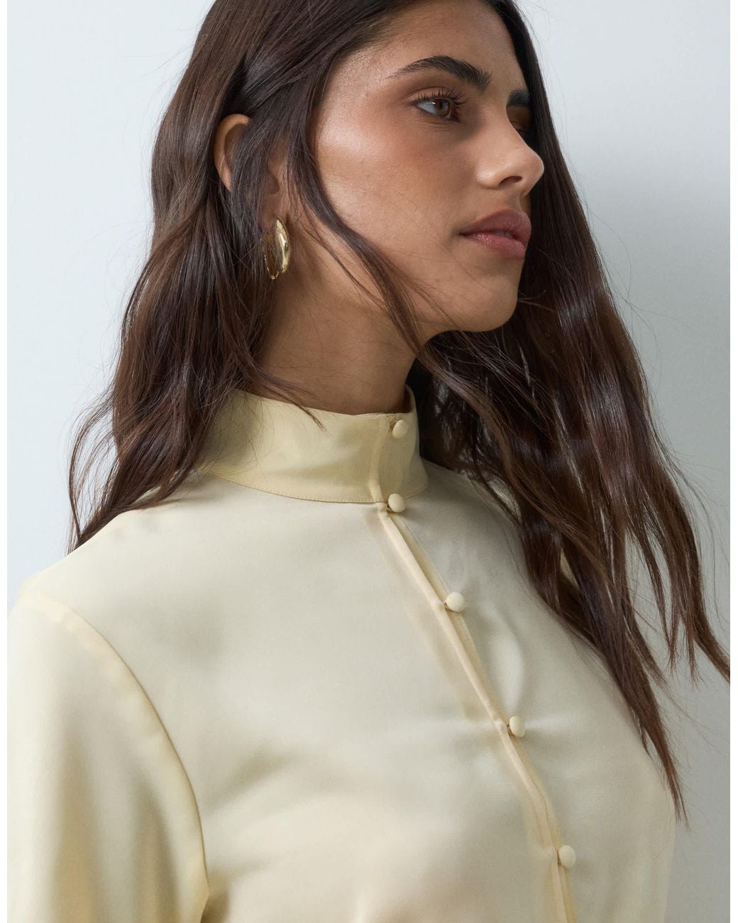 ASOS Yellow Satin Button Up Blouse