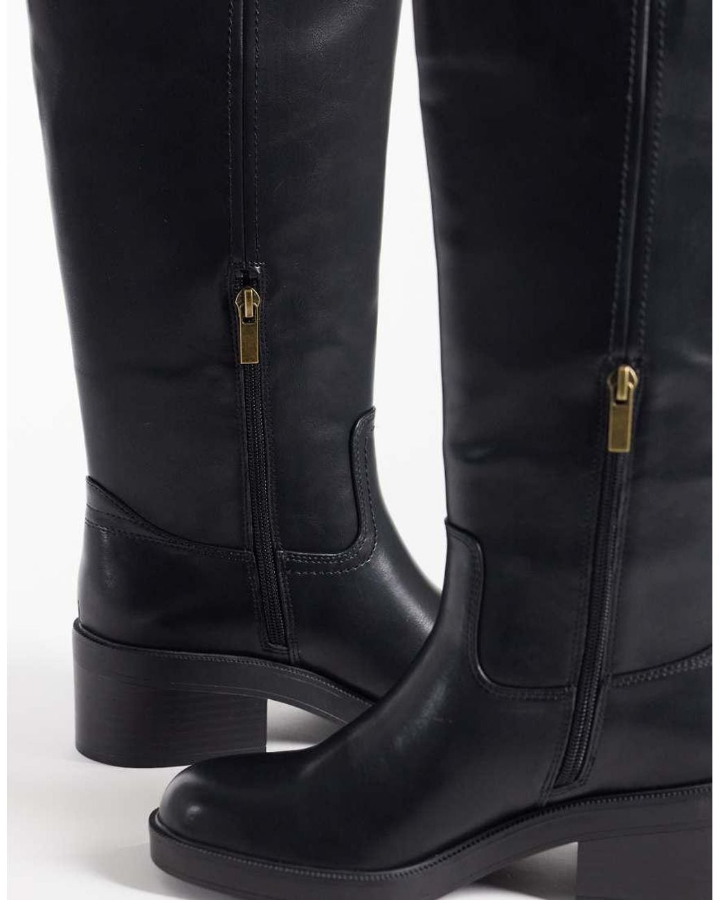 New Look Blue Faux Leather Chunky Knee High Boot