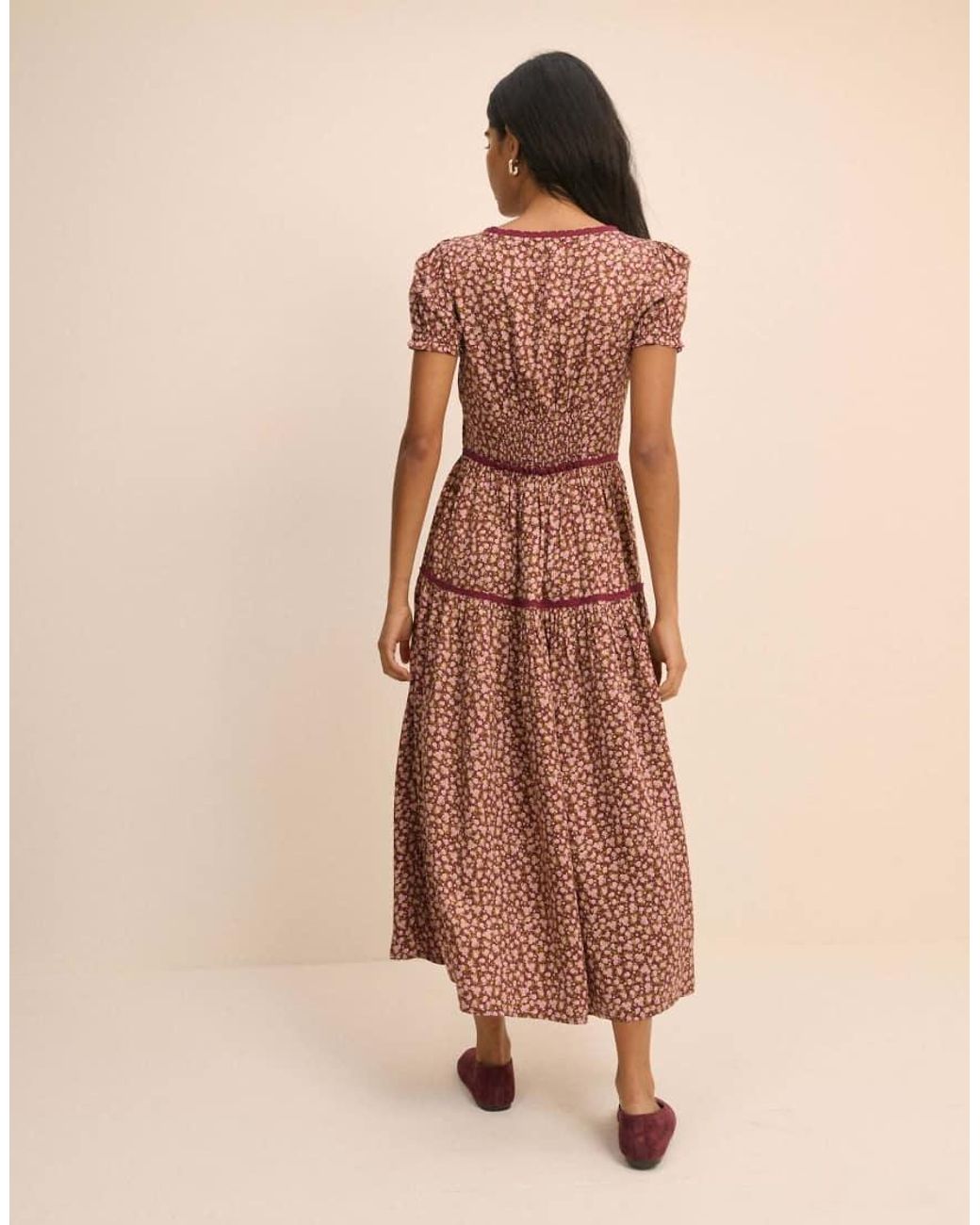 Nobody's Child Natural Floral Tie Dara Midi Dress
