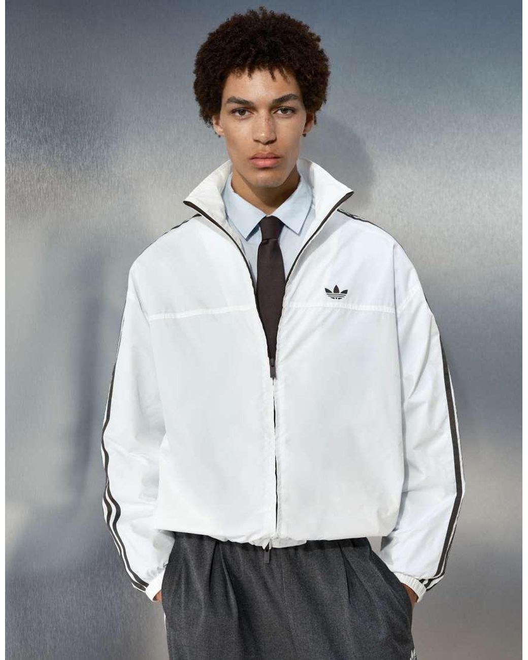 adidas Originals x ASOS White Oversized Zip Through Shirt for men
