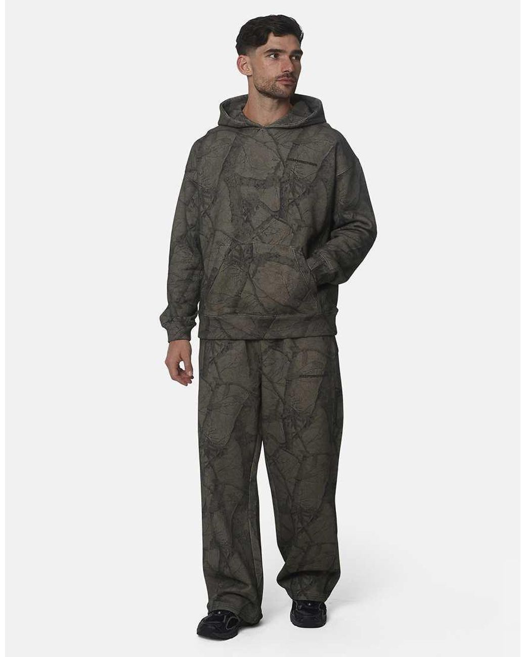 Good For Nothing Gray Oversized Cotton Fleece Camo Joggers for men