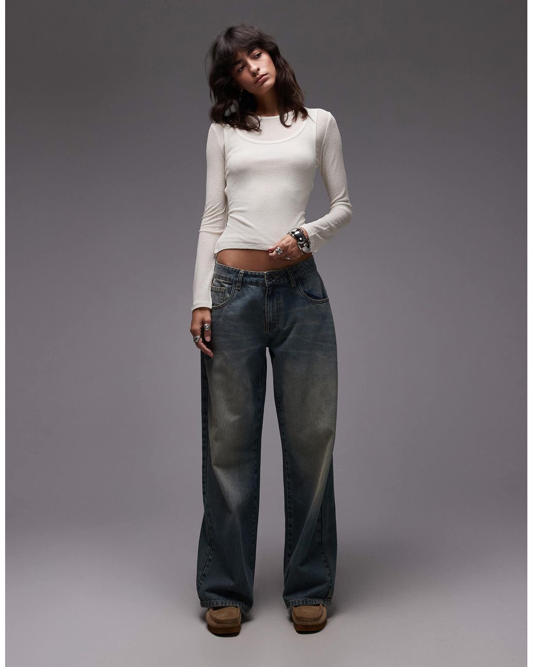 ASOS Gray Double Layer Sheer Top