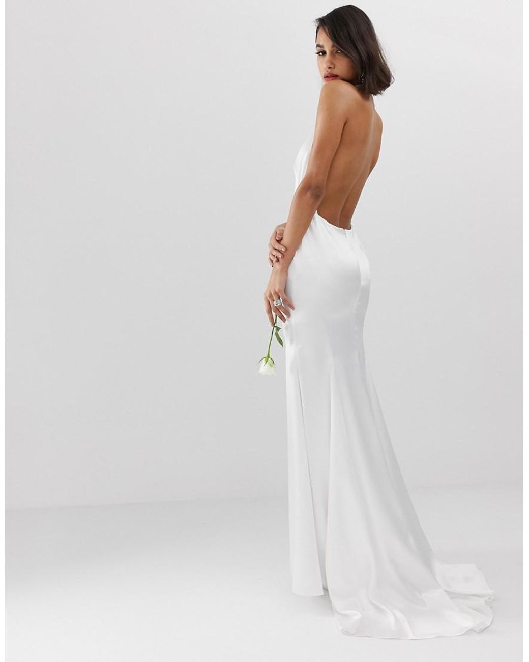 ASOS Halter Backless Maxi Wedding Dress in White