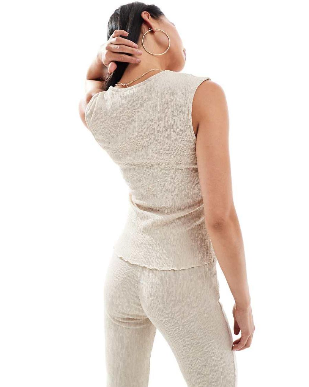Vero Moda White Jersey Textured Square Neck Top Co-ord