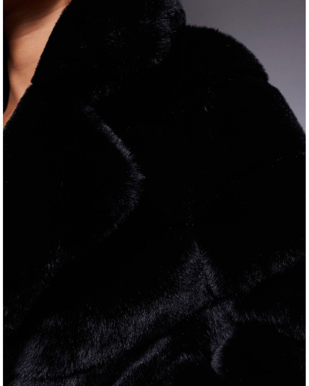 Forever New Blue Tiered Faux Fur Coat