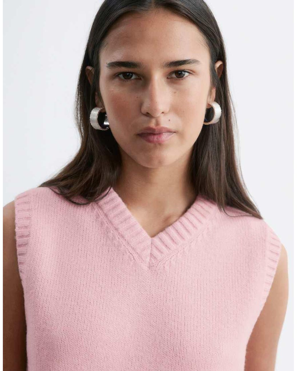 & Other Stories Pink V-neck Wool Blend Knitted Vest
