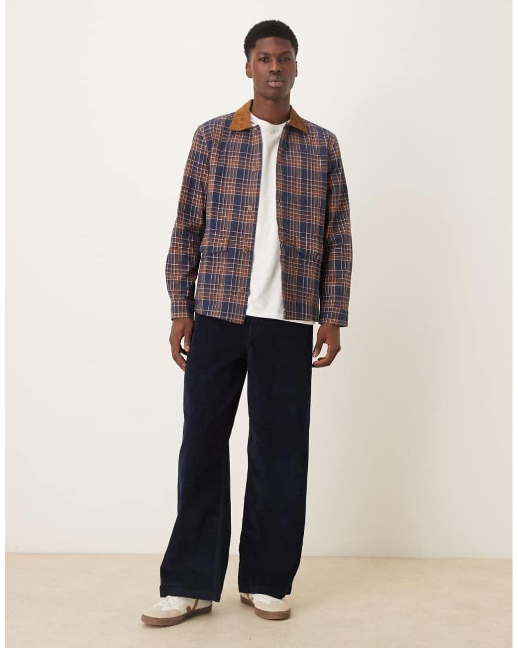 ASOS Blue Overshirt With Cord Collar for men