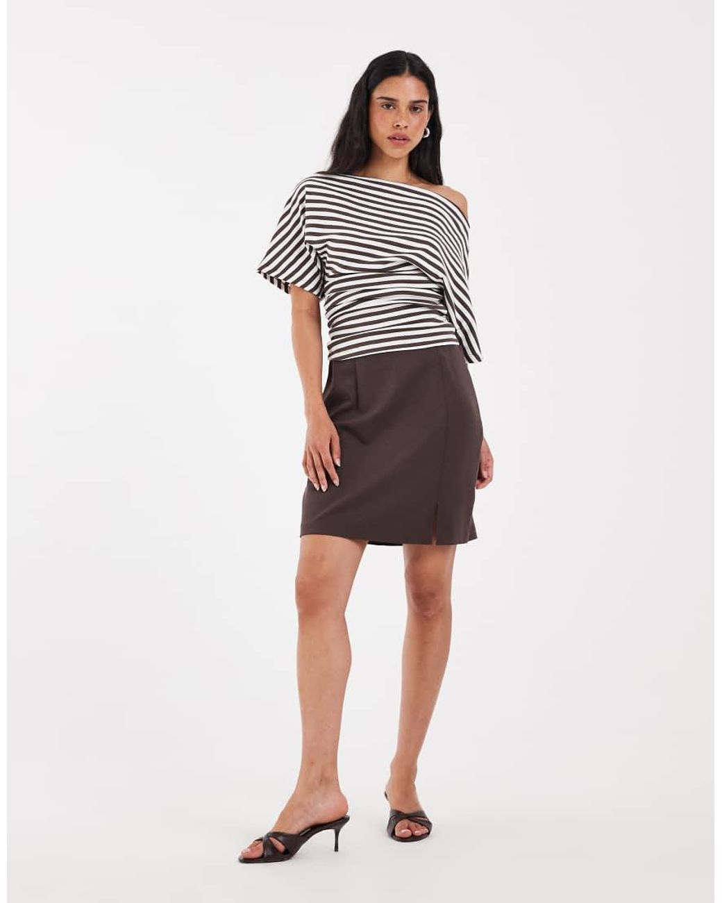 Noisy May White Cinch Top With Wide Sleeve