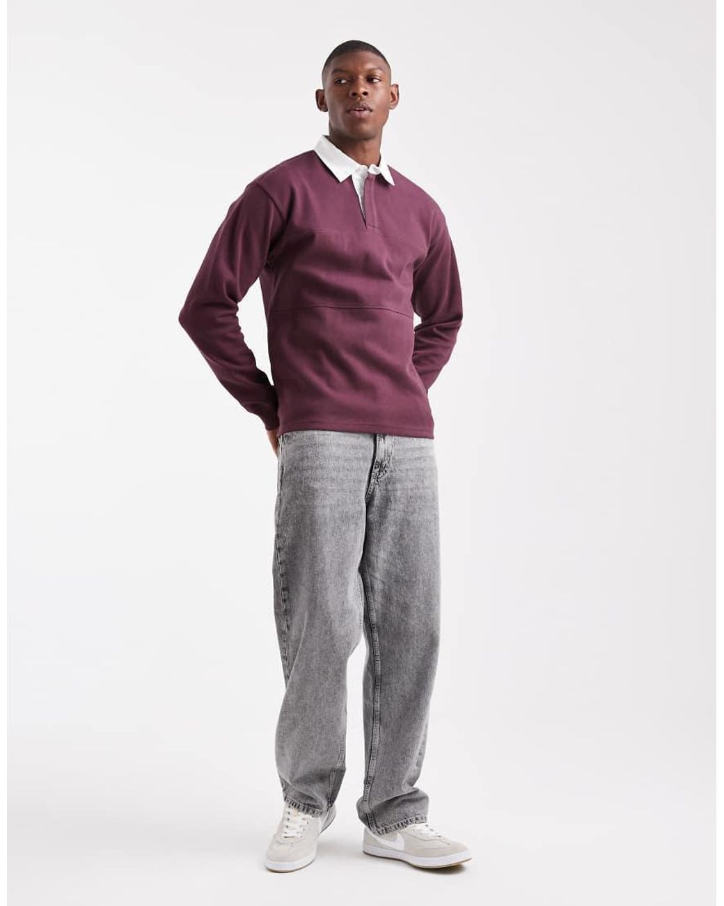 New Look Purple Rugby Polo Sweatshirt for men