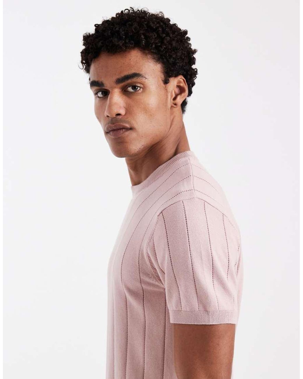 New Look Pink Knitted T-shirt for men